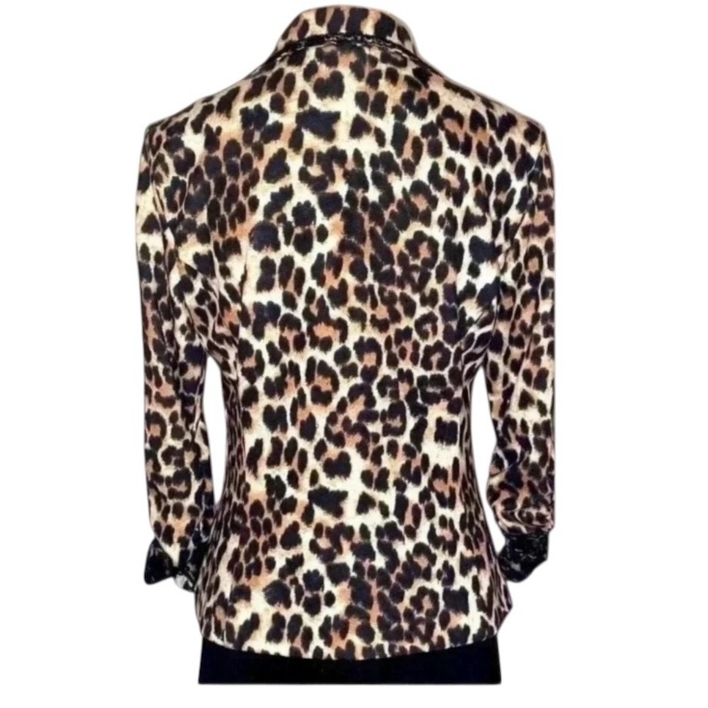 WET SEAL Fashion Jacket Black Tan Animal Leopard Print, Size Large - Picture 3 of 9